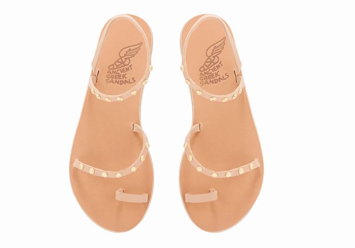 Women Ancient Greek Sandals Eleftheria Bee Toe-Post Sandals Beige | CAL4061AQ