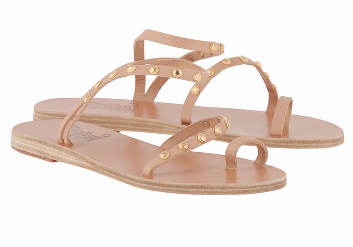 Women Ancient Greek Sandals Eleftheria Bee Toe-Post Sandals Beige | CAL4061AQ