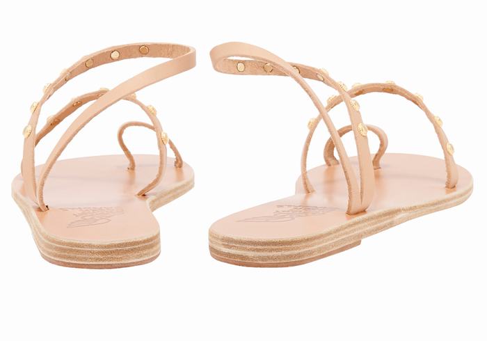 Women Ancient Greek Sandals Eleftheria Bee Toe-Post Sandals Beige | CAL4061AQ