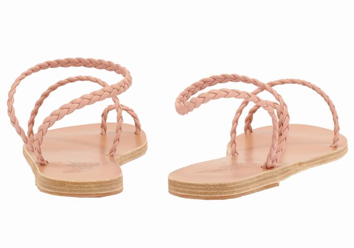 Women Ancient Greek Sandals Eleftheria Leather Braided Sandals Pink | HEO5627HY