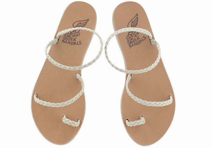 Women Ancient Greek Sandals Eleftheria Leather Braided Sandals White | EOS2120KU