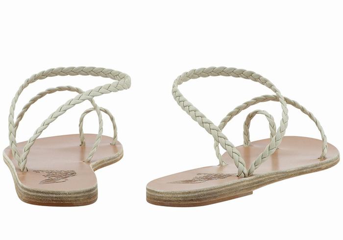 Women Ancient Greek Sandals Eleftheria Leather Braided Sandals White | EOS2120KU