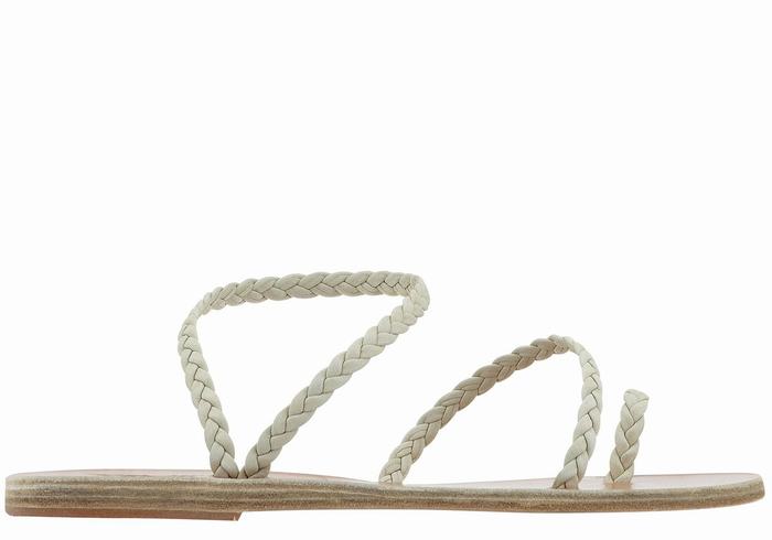 Women Ancient Greek Sandals Eleftheria Leather Braided Sandals White | EOS2120KU