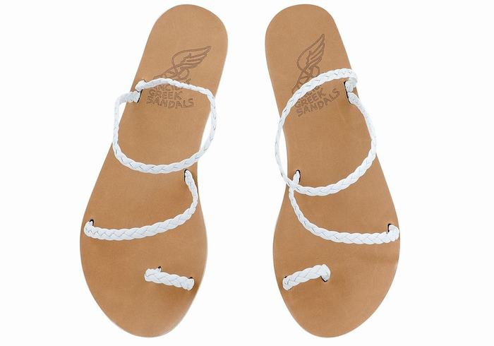 Women Ancient Greek Sandals Eleftheria Leather Braided Sandals White | DLV6265IA