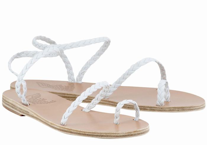 Women Ancient Greek Sandals Eleftheria Leather Braided Sandals White | DLV6265IA