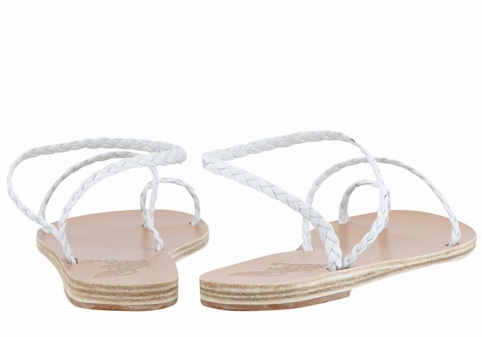 Women Ancient Greek Sandals Eleftheria Leather Braided Sandals White | DLV6265IA