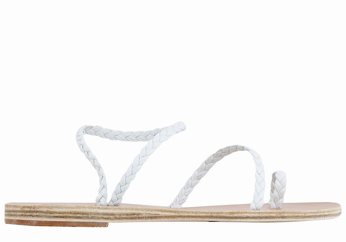 Women Ancient Greek Sandals Eleftheria Leather Braided Sandals White | DLV6265IA