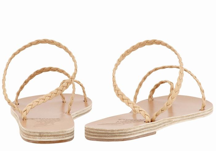 Women Ancient Greek Sandals Eleftheria Leather Braided Sandals Beige | XJV8982ZL