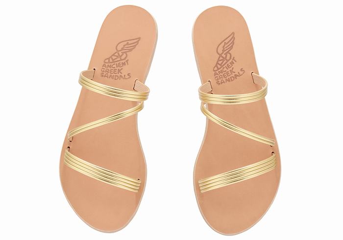 Women Ancient Greek Sandals Ermodiki Slide Sandals Gold | PXU2936FB