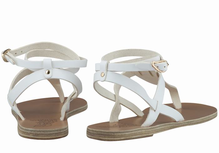 Women Ancient Greek Sandals Estia Leather Ankle Strap Sandals White | LER3681EK