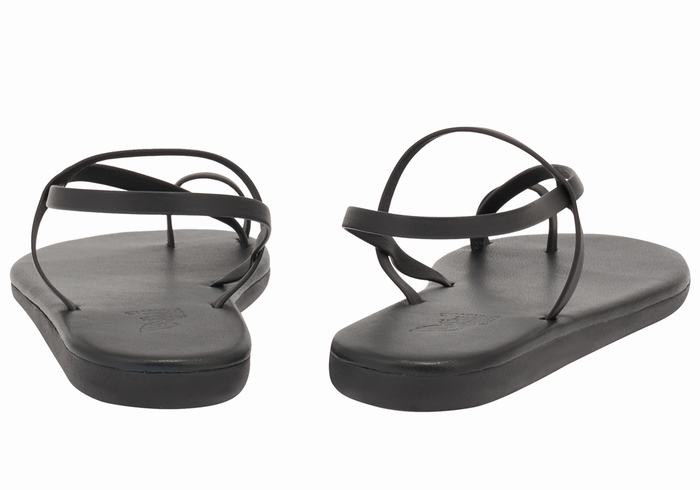 Women Ancient Greek Sandals Euterpe Toe-Post Sandals Black | MZH988NE