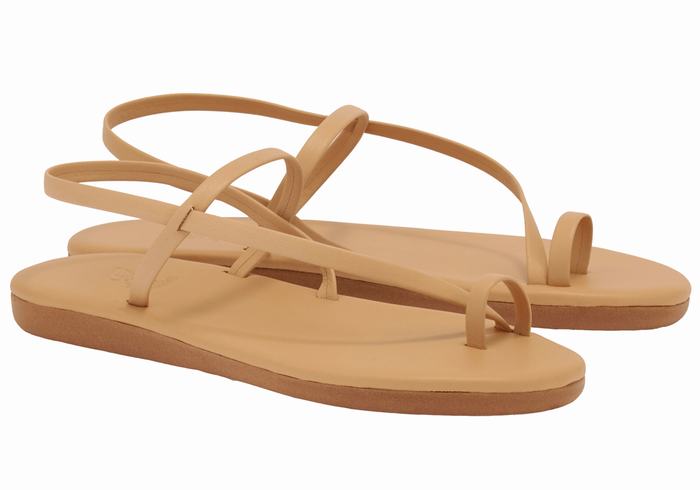 Women Ancient Greek Sandals Euterpe Toe-Post Sandals Beige | ZNE3441LO