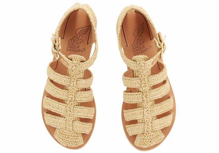 Women Ancient Greek Sandals Homeria Fisherman Sandals Beige | LCE7075WX