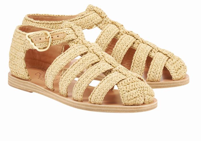 Women Ancient Greek Sandals Homeria Fisherman Sandals Beige | LCE7075WX