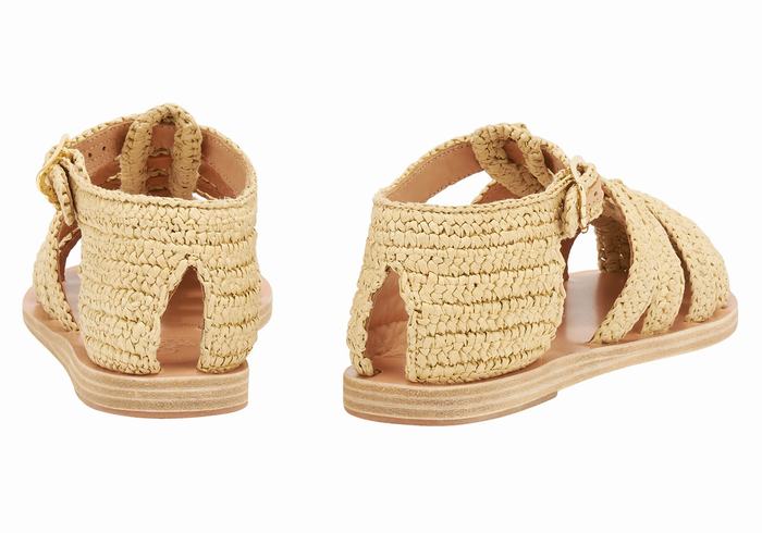 Women Ancient Greek Sandals Homeria Fisherman Sandals Beige | LCE7075WX