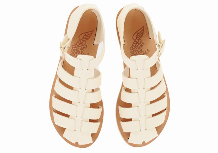 Women Ancient Greek Sandals Homeria Fisherman Sandals White | NRR2417CE