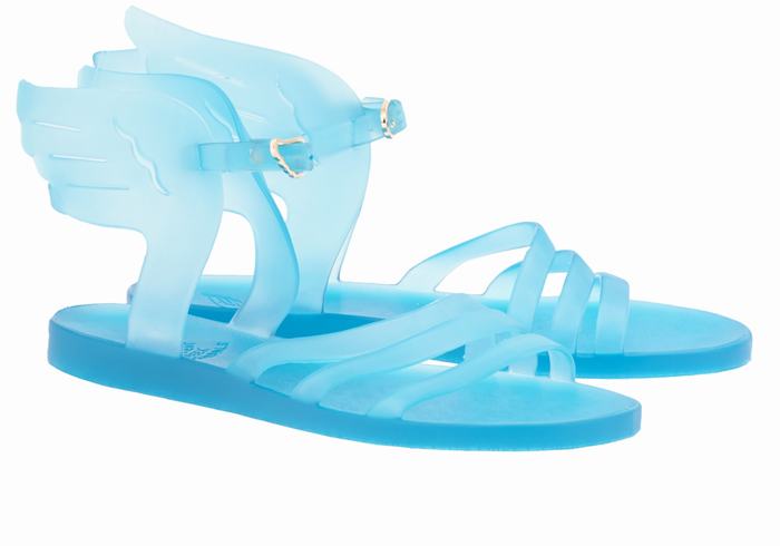 Women Ancient Greek Sandals Ikaria Ankle Strap Sandals Light Blue | HXE5467GV