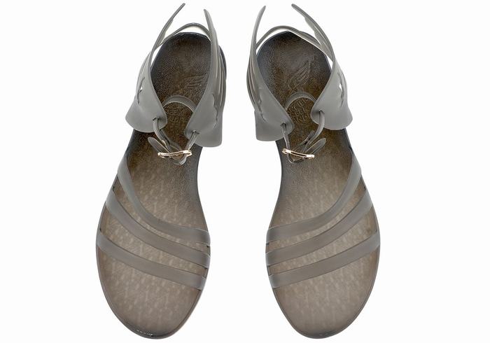 Women Ancient Greek Sandals Ikaria Ankle Strap Sandals Grey | LUS2468XY