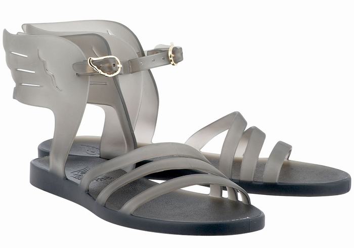 Women Ancient Greek Sandals Ikaria Ankle Strap Sandals Grey | LUS2468XY