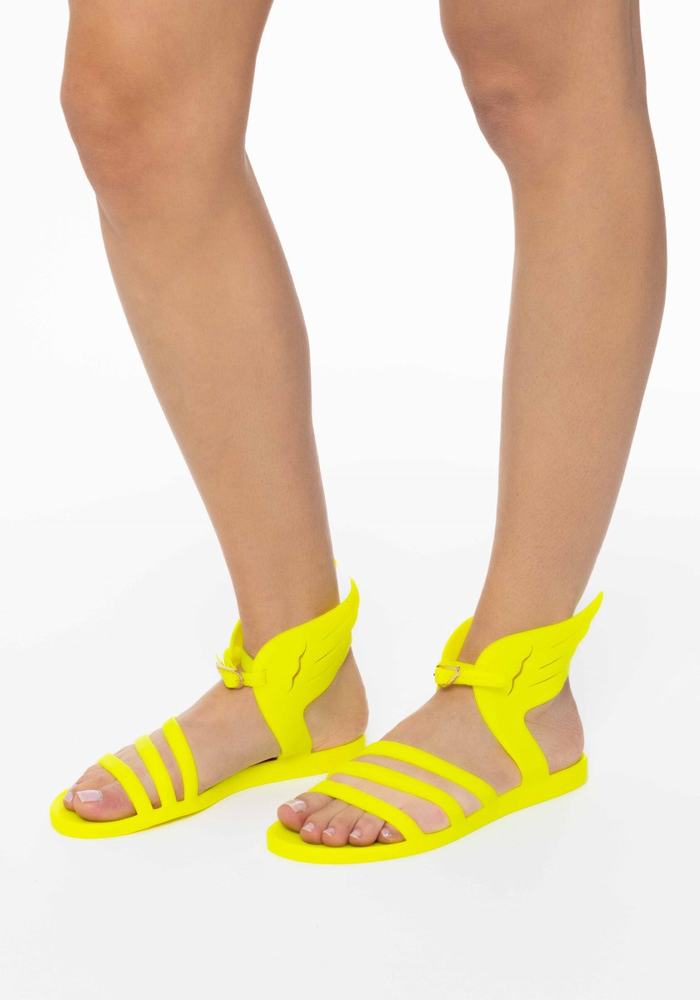 Women Ancient Greek Sandals Ikaria Ankle Strap Sandals Yellow | YQK2442YH