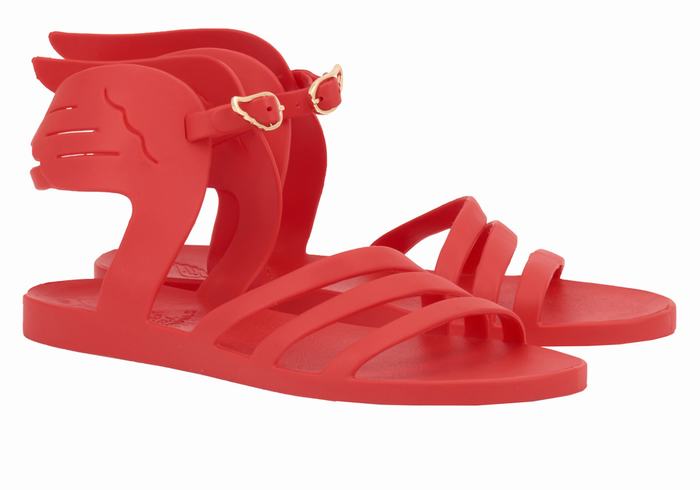 Women Ancient Greek Sandals Ikaria Ankle Strap Sandals Red | MYM6425VW