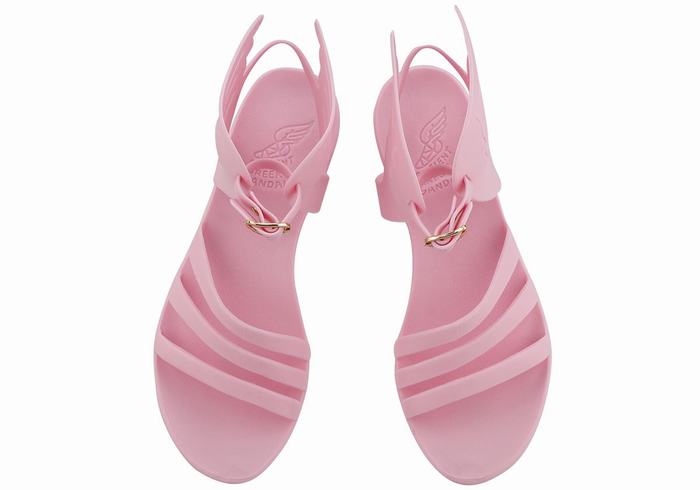 Women Ancient Greek Sandals Ikaria Ankle Strap Sandals Pink | FBO6826CA