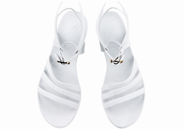 Women Ancient Greek Sandals Ikaria Ankle Strap Sandals White | WMM8969VF