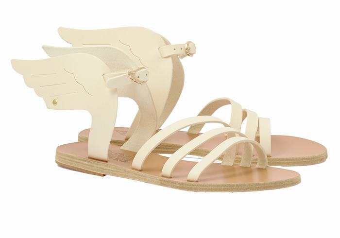 Women Ancient Greek Sandals Ikaria Leather Ankle Strap Sandals White | BJM3886IN