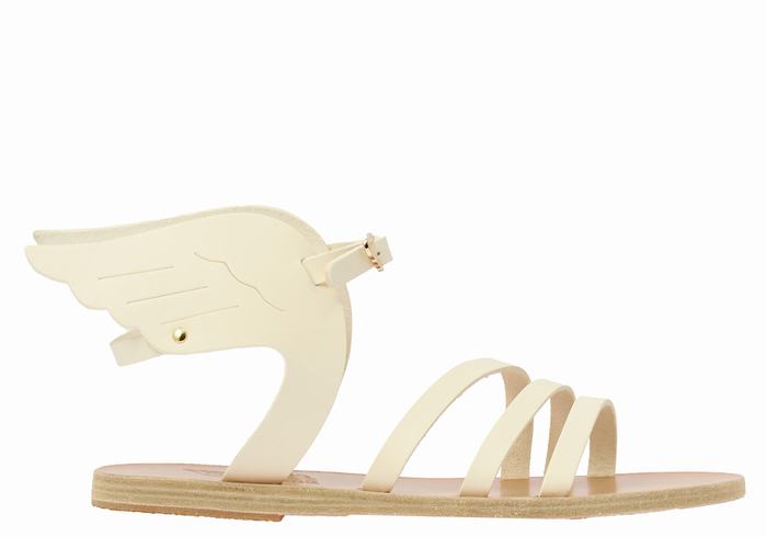 Women Ancient Greek Sandals Ikaria Leather Ankle Strap Sandals White | BJM3886IN