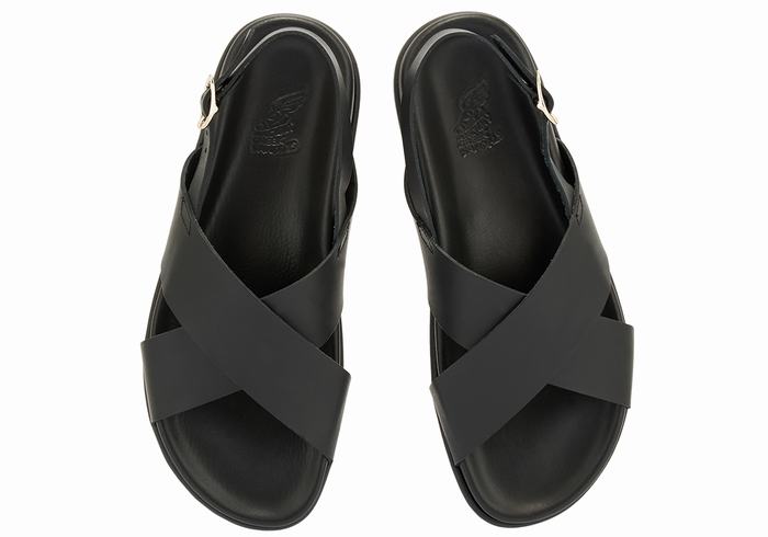 Women Ancient Greek Sandals Ikesia Casual Sandals Black | UKK34100NA