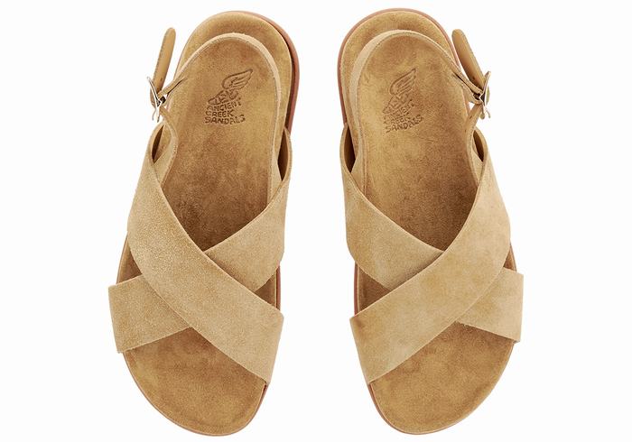 Women Ancient Greek Sandals Ikesia Casual Sandals Brown | UCA9367CS