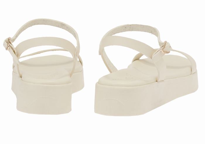 Women Ancient Greek Sandals Irida Leather Platform Sandals White | USG2781KI