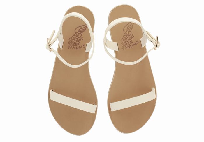 Women Ancient Greek Sandals Irida Leather Back-Strap Sandals White | IGS5115SV