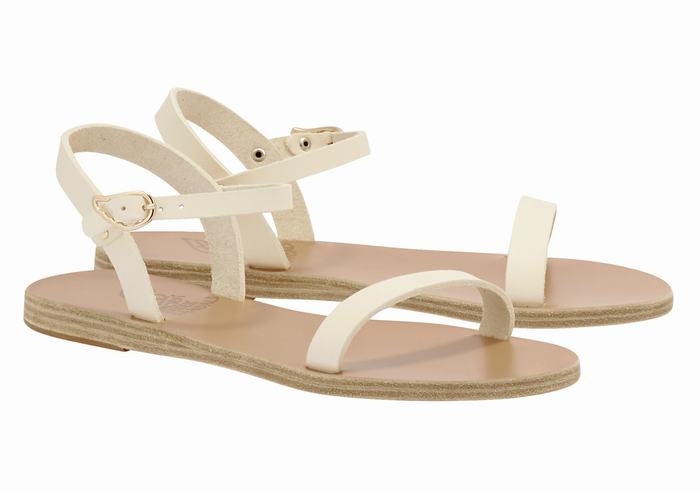 Women Ancient Greek Sandals Irida Leather Back-Strap Sandals White | IGS5115SV