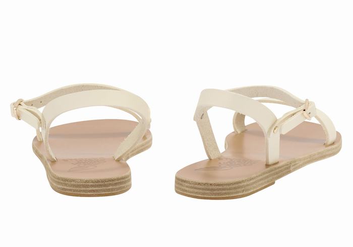 Women Ancient Greek Sandals Irida Leather Back-Strap Sandals White | IGS5115SV