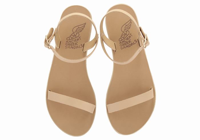 Women Ancient Greek Sandals Irida Leather Back-Strap Sandals Beige | JSL3217FJ