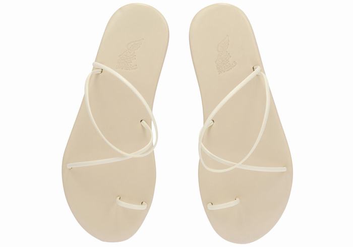 Women Ancient Greek Sandals Kansiz Toe-Post Sandals White | KHC6346ZT