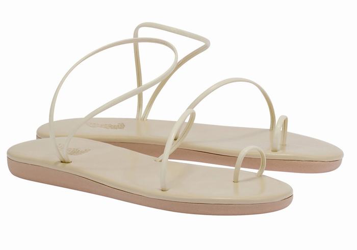 Women Ancient Greek Sandals Kansiz Toe-Post Sandals White | KHC6346ZT