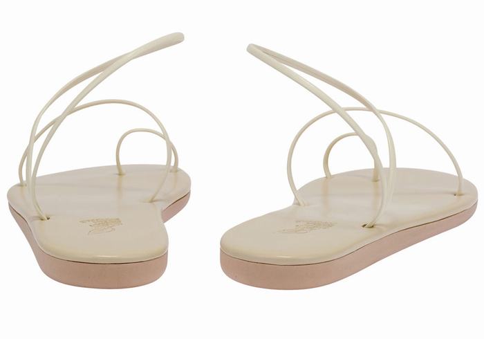 Women Ancient Greek Sandals Kansiz Toe-Post Sandals White | KHC6346ZT