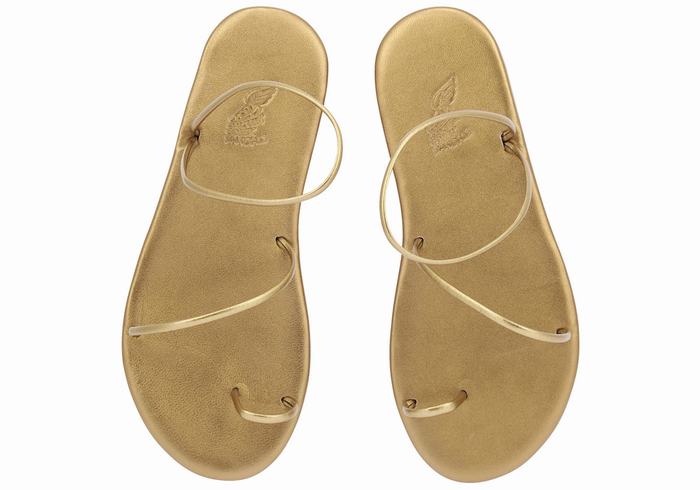 Women Ancient Greek Sandals Kansiz Toe-Post Sandals Gold Brown | BPN6727TE