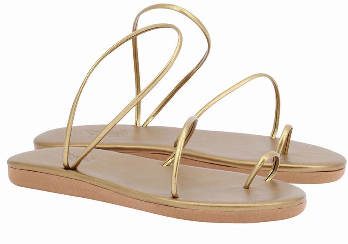 Women Ancient Greek Sandals Kansiz Toe-Post Sandals Gold Brown | BPN6727TE