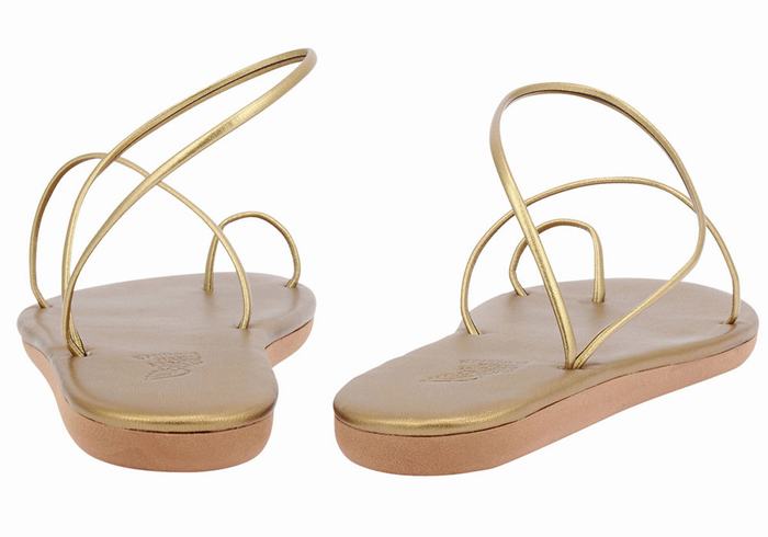 Women Ancient Greek Sandals Kansiz Toe-Post Sandals Gold Brown | BPN6727TE