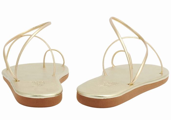 Women Ancient Greek Sandals Kansiz Toe-Post Sandals Gold White | MRF9972EF