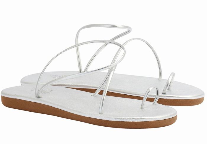 Women Ancient Greek Sandals Kansiz Toe-Post Sandals Silver | VUG8040FG