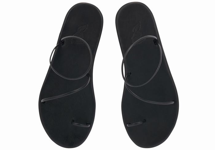 Women Ancient Greek Sandals Kansiz Toe-Post Sandals Black | DYW9847GP