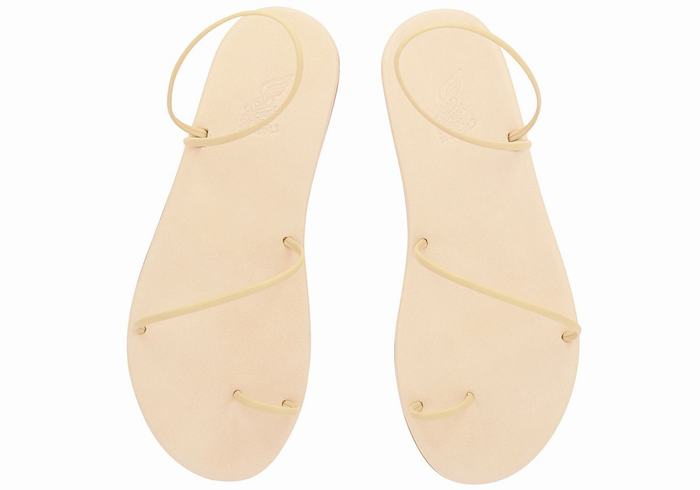 Women Ancient Greek Sandals Kansiz Toe-Post Sandals Beige | SAD499EP