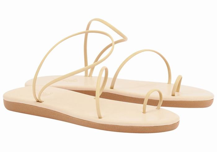 Women Ancient Greek Sandals Kansiz Toe-Post Sandals Beige | SAD499EP