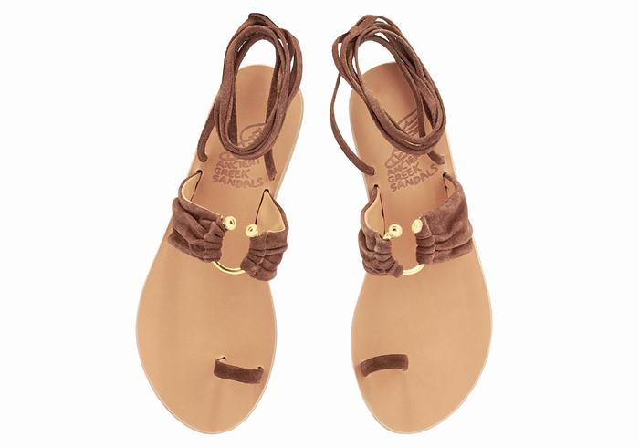 Women Ancient Greek Sandals Kerasia Gladiator Sandals Coffee | IEM1634TT