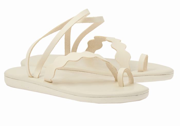 Women Ancient Greek Sandals Koralia Toe-Post Sandals White | HCW5070WC