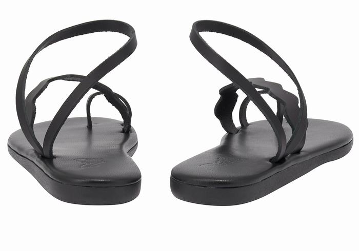 Women Ancient Greek Sandals Koralia Toe-Post Sandals Black | CDN9220NA